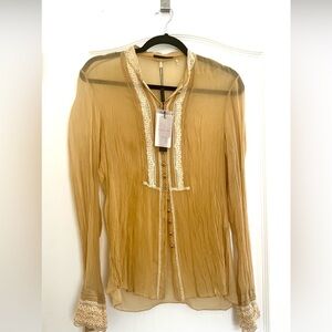 Eli Tahari Silk Button Blouse